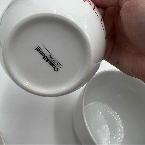Set of 3 Crate & Barrel Ceramic Small Nesting Bowls. Holiday Nesting Bowls. - Picture 5 of 13